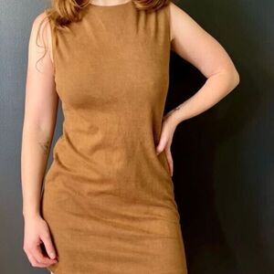 Chloe K Faux Suede Dress Womens Sz L Soft Rear Zip Western Business Career Mini
